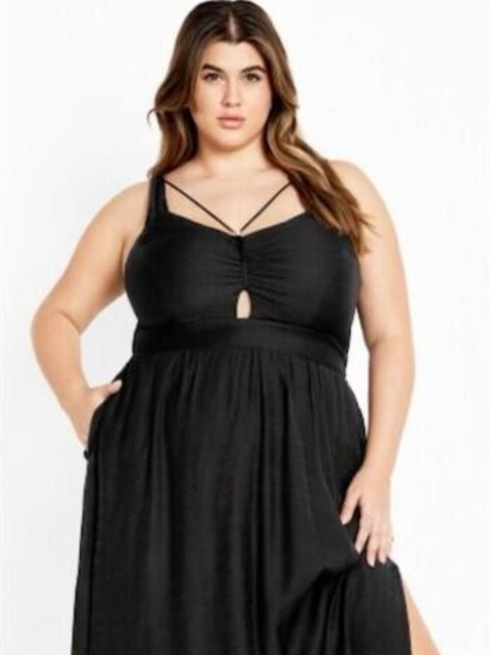 Black Iman Dress Size 22 Keyhole Maxi Dress